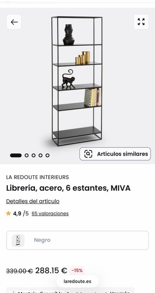 Libreria acero negra 6 estantes