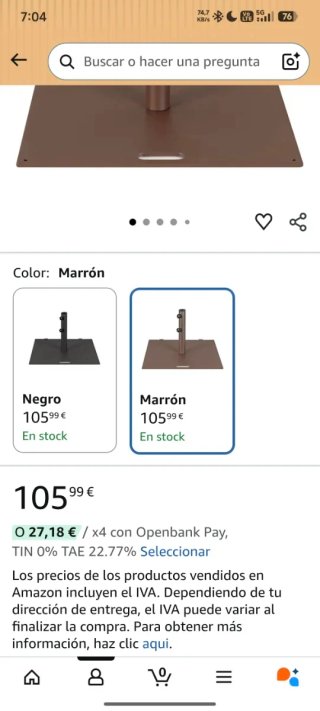 Base para sombrilla de metal