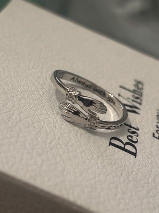 Anello abbraccio mani Argento 925 Regolabile
