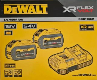 2 batterie DeWalt 54V 9Ah DCB118X2 + caricatore