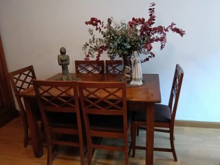 Mesa de comedor de madera con 6 sillas