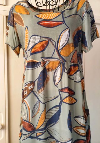 Vestito lungo cotone fantasia foglie molto fresco