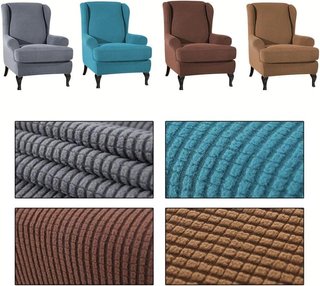 2 Fundas sillón orejero elástica color azul verdos