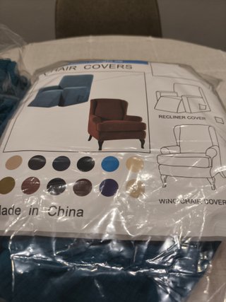 2 Fundas sillón orejero elástica color azul verdos
