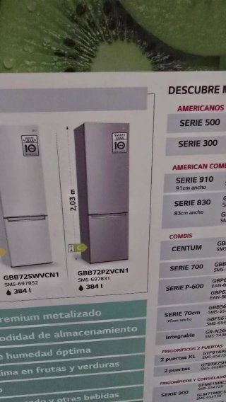 Frigorífico LG GBV22NCCPY No Frost 384L