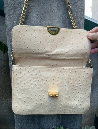 Borsa Bogner Pelle Struzzo Vintage Beige Oro