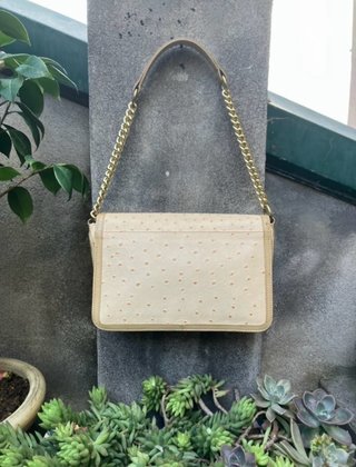 Borsa Bogner Pelle Struzzo Vintage Beige Oro