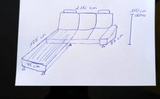 Sofá chaise lounged de tres plazas