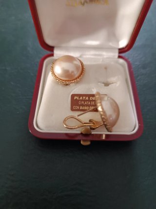 Pendientes Majorica Plata Ley Baño Oro