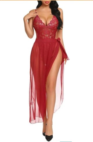 Vestido lencero rojo dos piezas