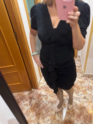 Vestido negro talla M fruncido