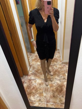Vestido negro talla M fruncido