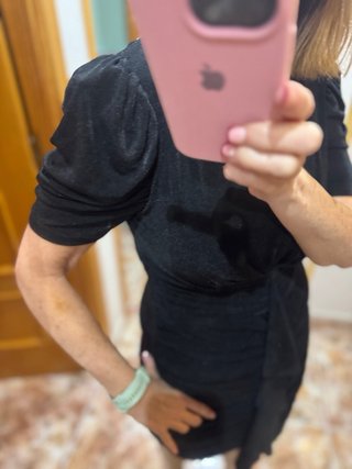 Vestido negro talla M fruncido