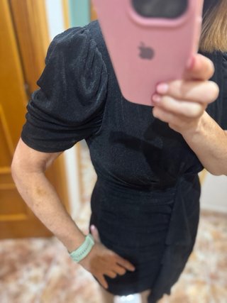 Vestido negro talla M fruncido