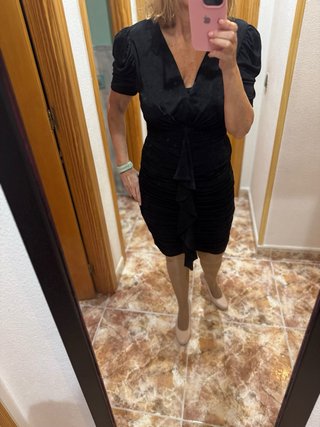 Vestido negro talla M fruncido