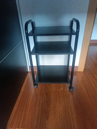 Mesa auxiliar 3 estantes negra