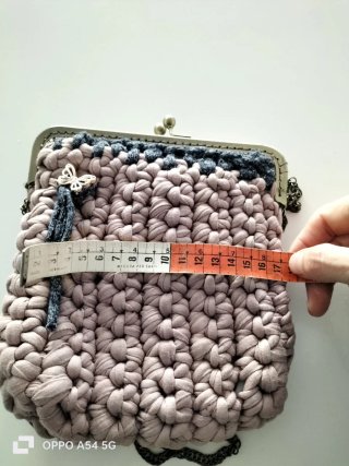 Bolso vintage rosa y gris hecho a mano
