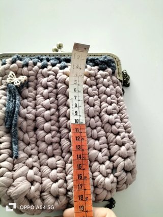 Bolso vintage rosa y gris hecho a mano