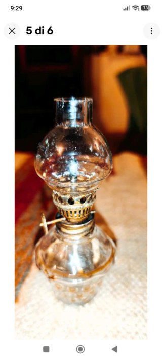 Lampada a olio vintage vetro e metallo