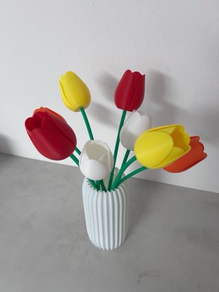 Vaso con 8 Tulipani Decorativi Multicolor