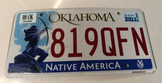 Placa usada original Oklahoma