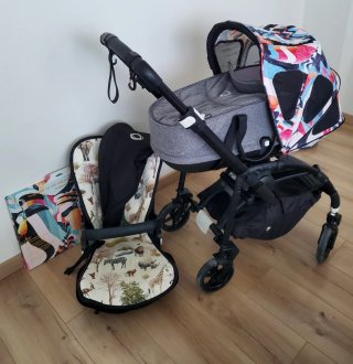 Bugaboo Bee 6 negro+capazo+acesorios