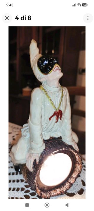 Lampada Portacandela Pulcinella Ceramica