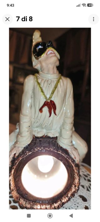 Lampada Portacandela Pulcinella Ceramica
