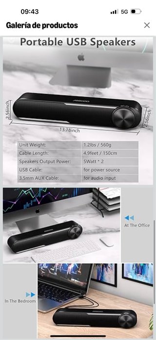 Mini Altavoz PC Negro