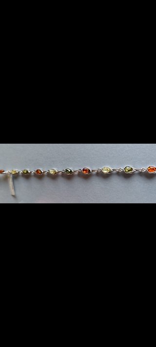 Bracciale Argento 925 Ambra Multicolore Goccia
