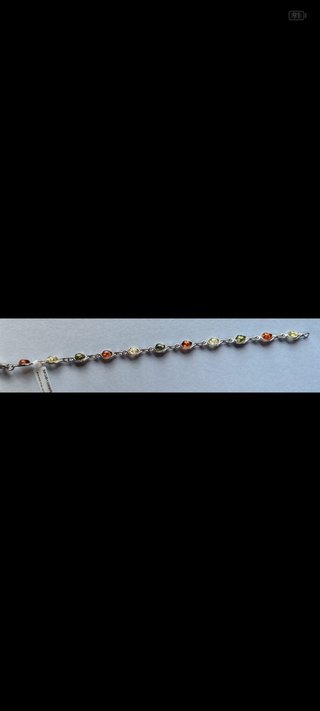 Bracciale Argento 925 Ambra Multicolore Goccia