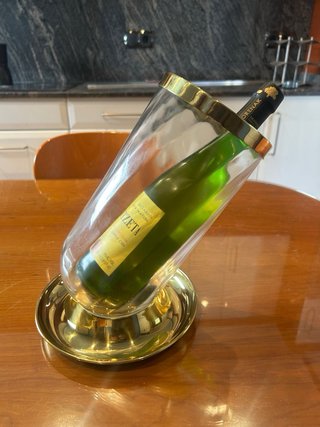 Botellero Enfriador Retro Cristal y Metal Dorado
