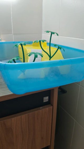 Jaula tortuga azul y amarilla