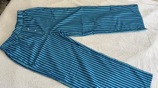 Pantalón ancho rayas azul verde cintura elástica