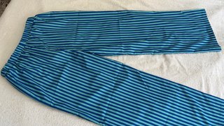 Pantalón ancho rayas azul verde cintura elástica