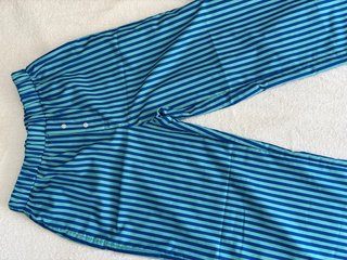 Pantalón ancho rayas azul verde cintura elástica