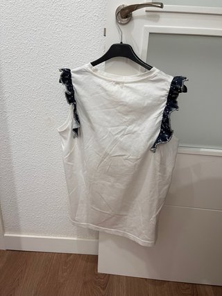 Camiseta Tese blanca volantes denim Talla XL