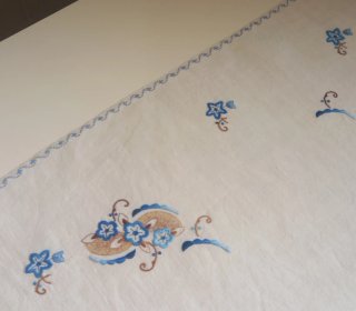 Mantel Algodón Rústico 90x85cm Bordado 6 servillet