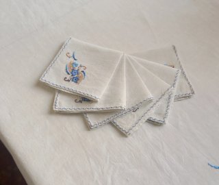 Mantel Algodón Rústico 90x85cm Bordado 6 servillet