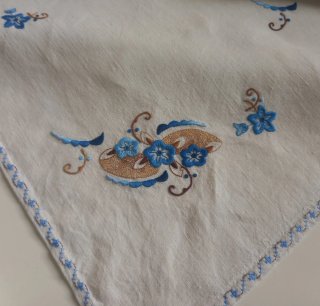 Mantel Algodón Rústico 90x85cm Bordado 6 servillet