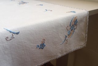 Mantel Algodón Rústico 90x85cm Bordado 6 servillet
