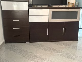 Mueble Comedor Madera y Cristal