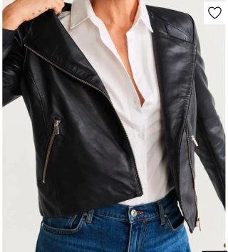 Cazadora Biker Piel Mango Negra
