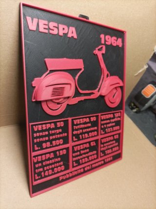Stampa 3D Pubblicità Vespa 1964 Rilievo