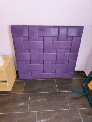Cabecero de piel sintética morado cama 1,10