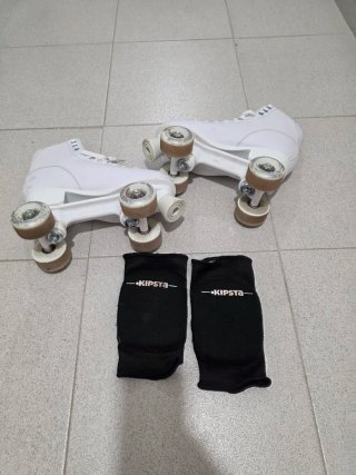 Patines blancos SCHOOL con protecciones TALLA 39
