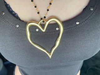 Collana cuore grande oro e nero