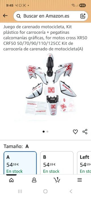 carcasas + pegatinas DC  Pitbike motocroos