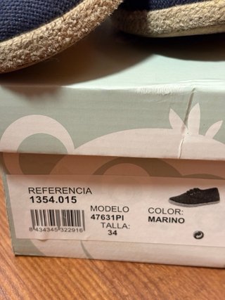 Zapatillas lino con suela Alpargata, talla 34.