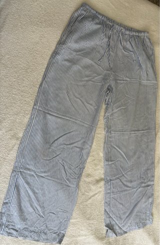 Pantalón ancho rayas azul blanco cintura elástica